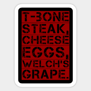 Guest Check T Bone Steak Cheese Eggs Welch's Grape Sticker